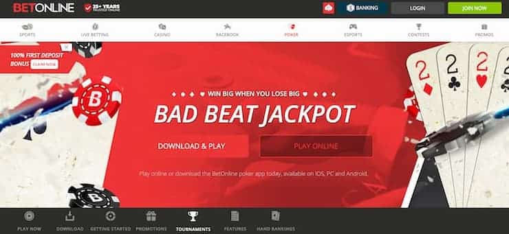 BetOnline Online Poker Homepage 
