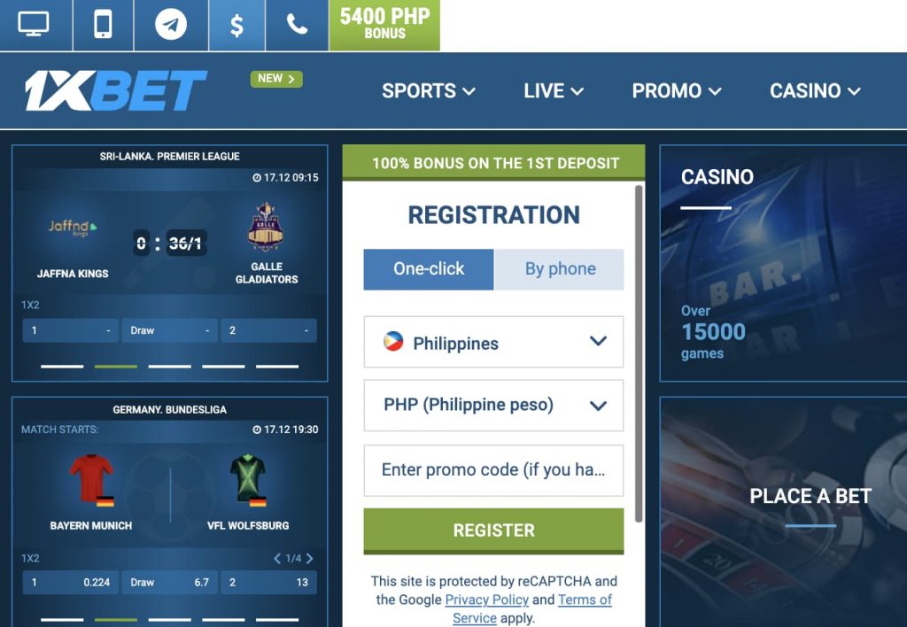 1xBet - Online Sports Betting Site Registration Page
