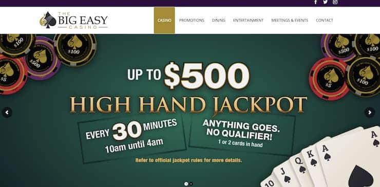 Big Easy Casino Homepage 