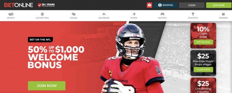 BetOnline online sports betting site home page