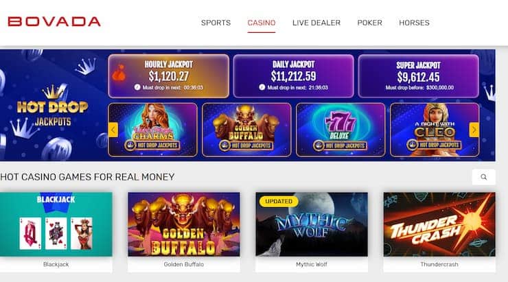 Bovada Casino homepage
