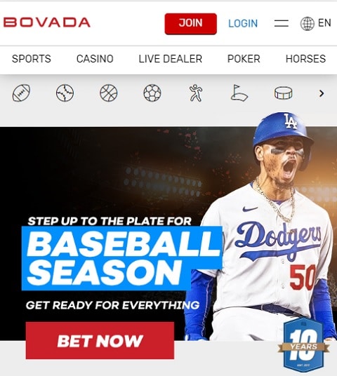 Bovada Homepage on Mobile