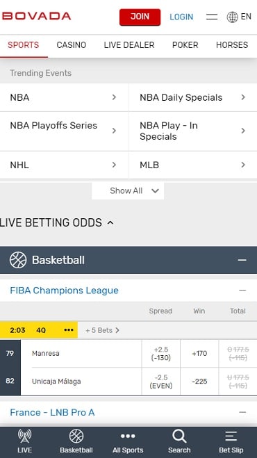 Bovada Texas Sports Betting Mobile Site