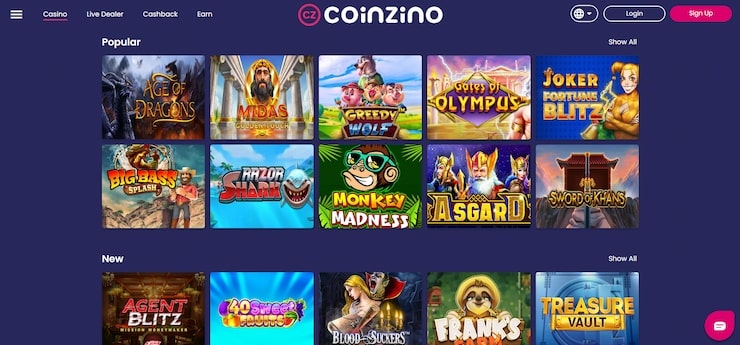 Coinzino - Top online casino with no ID verification and easy withdrawals