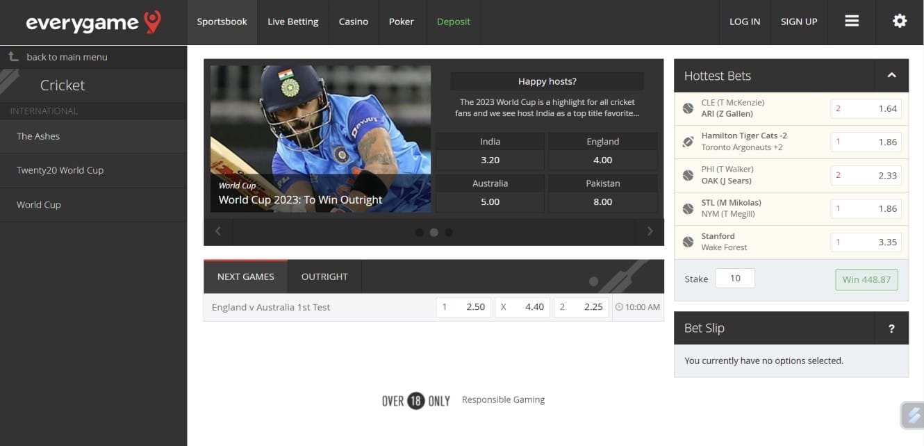 Everygame Cricket Betting