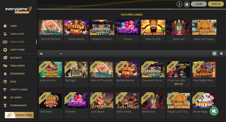 Featured Games at Everygame Casino