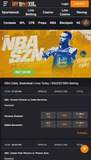 MyBookie - NBA Betting App Available (almost) Nationwide