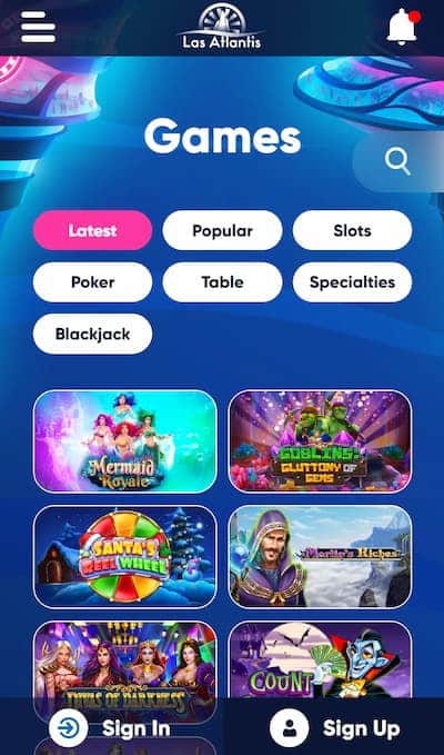 Las Atlantis - Top Casino App With Varied Live Dealer Games