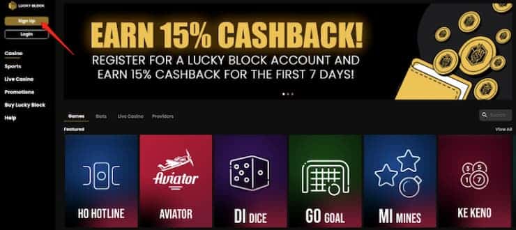 Sign up easily with LuckyBlock