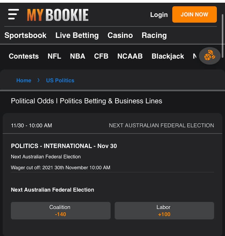 Political Betting Sites - MyBookie