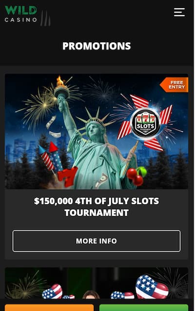 Wild Casino App promotions